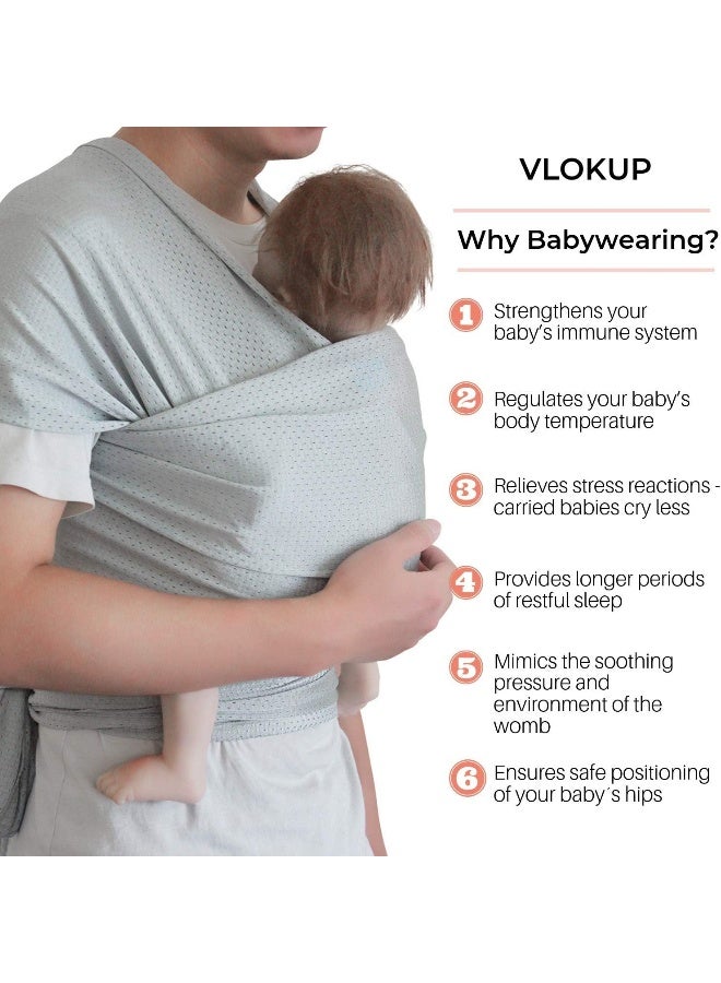 Vlokup Baby Wrap Sling Carrier for Newborn, Infant, Toddler, Kid | Breathable Lightweight Stretch Mesh Water Sling | Nice for Summer, Pool, Beach, Swimming | Perfect Shower Gift Rose - Image 3